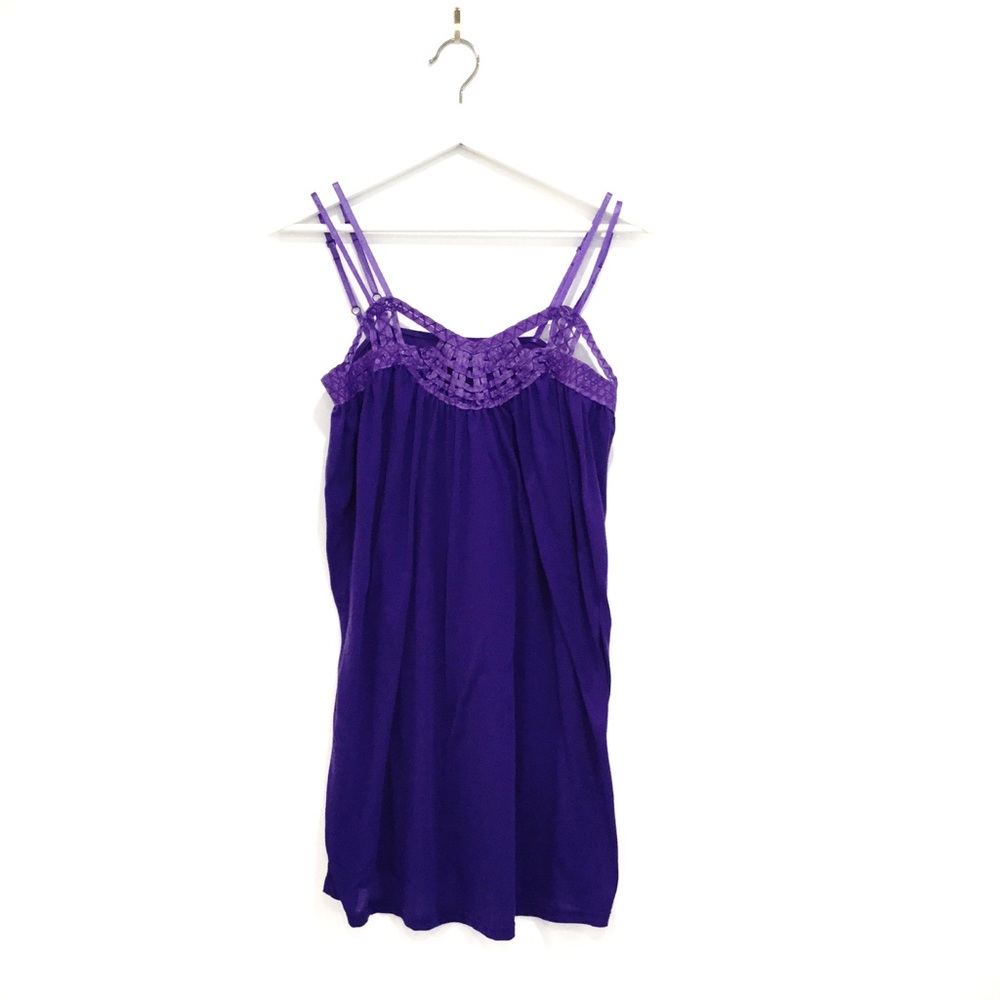Women's Topshop Purple Lacey Sleeveless Lightweight Soft Tank Top Dress